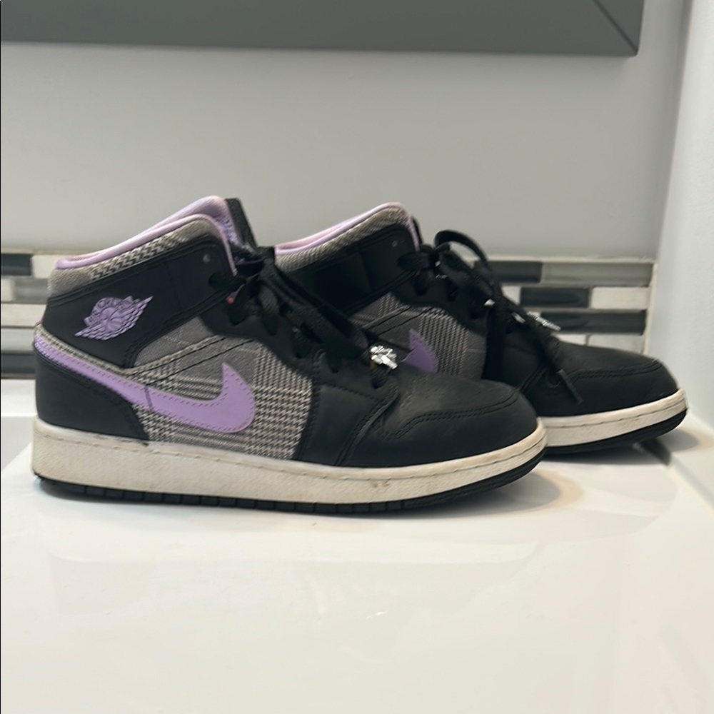 Nike Black and Purple Kids Jordan’s